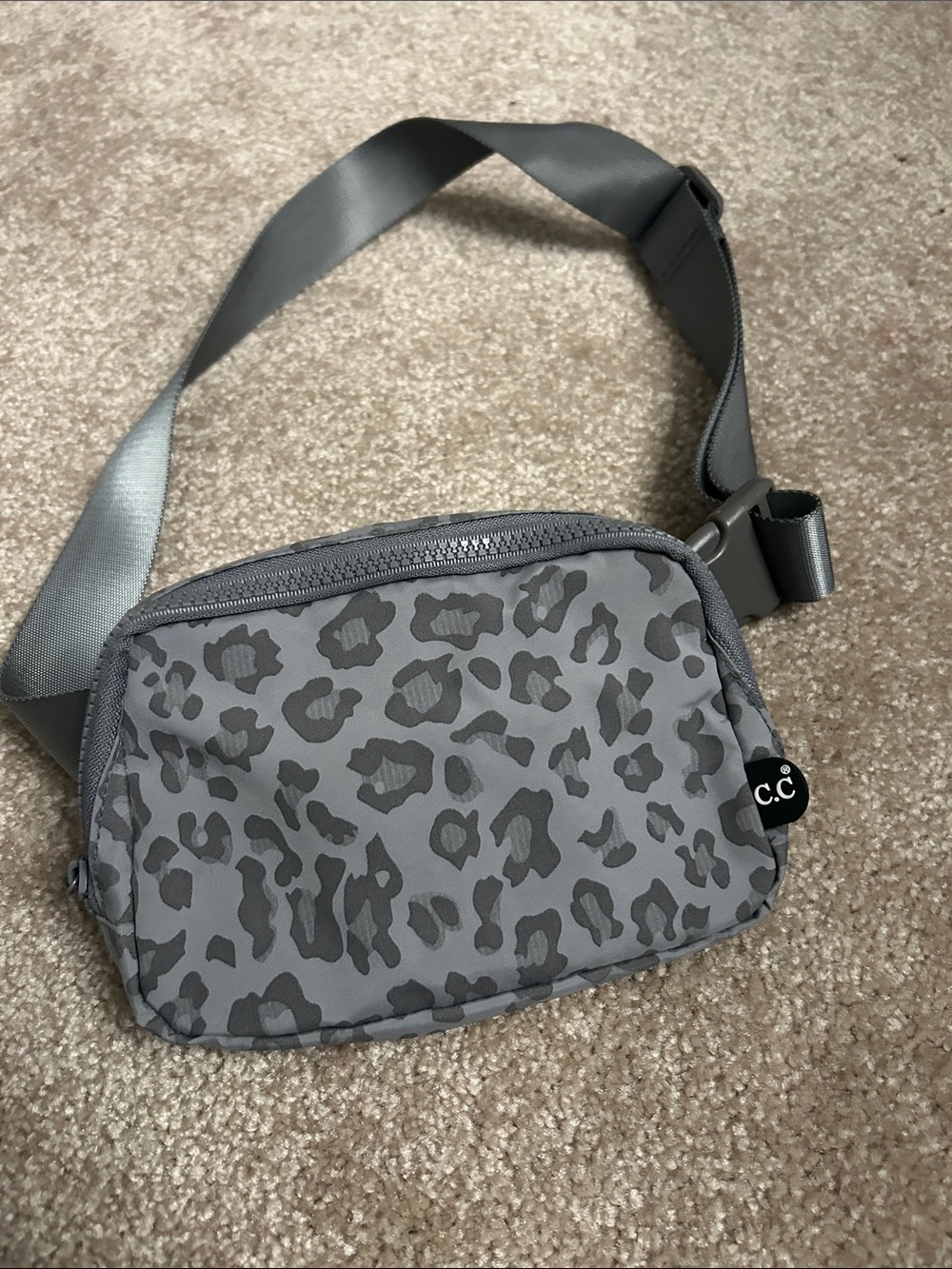 C.C. Gray Leopard Print Crossbody Belt Bag
